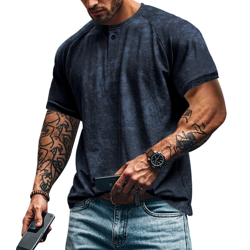 Herren Kurzarm-Henley-Shirt mit strukturierten Akzenten und sportlichem Schnitt Aliams