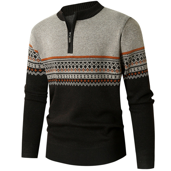 Herren Pullover mit modernem Reißverschluss und geometrischem Muster Aliams