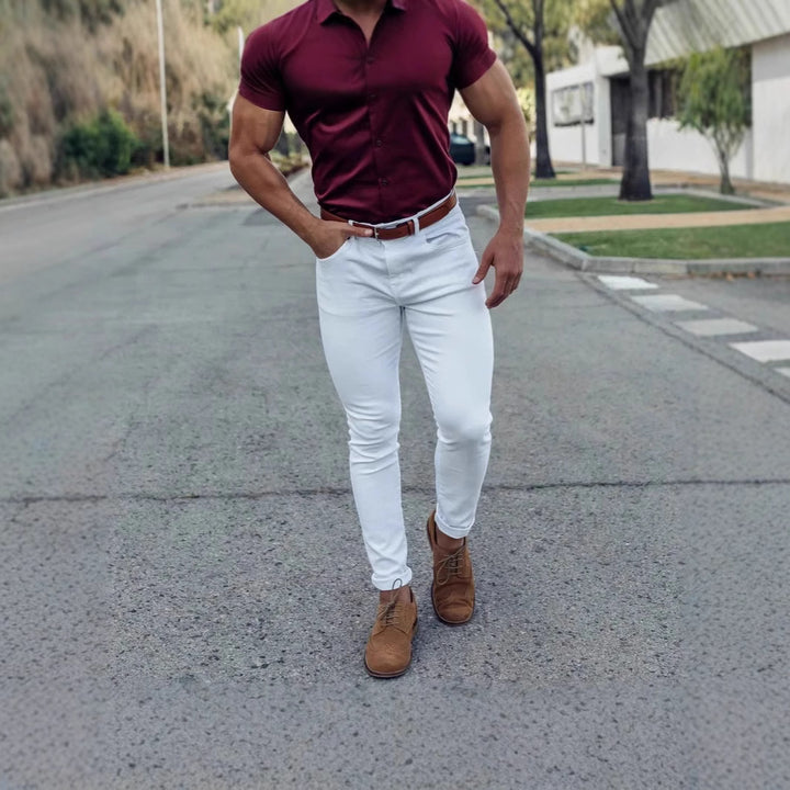 Herren Slim Fit Trousers aus elastischem Material mit seitlichen Taschen Aliams