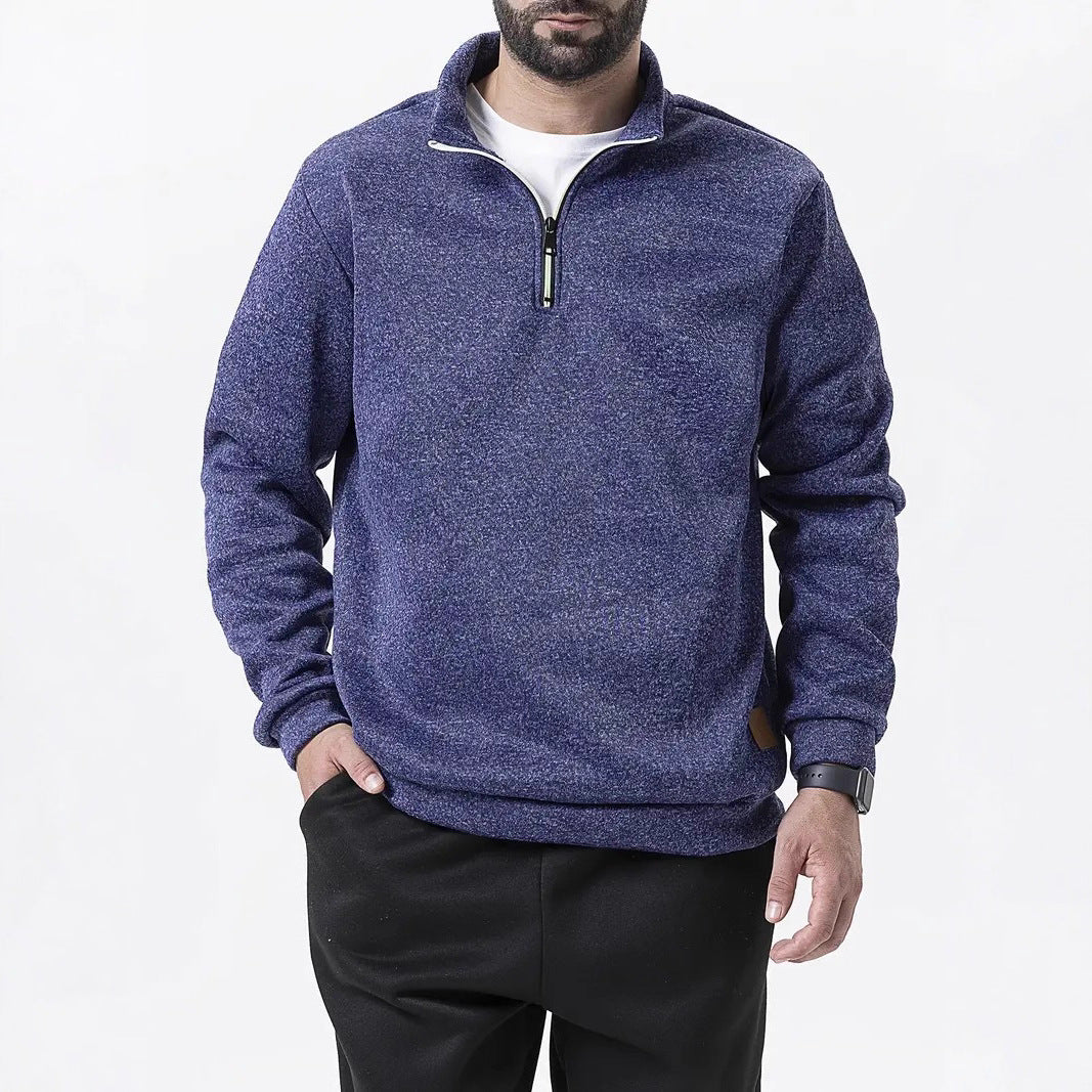 Herren Fleece-Pullover mit halbem Reißverschluss und strukturiertem Design Aliams