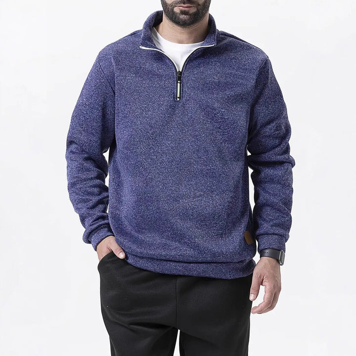 Herren Stehkragen Pullover mit Reißverschluss und strukturiertem Design Aliams