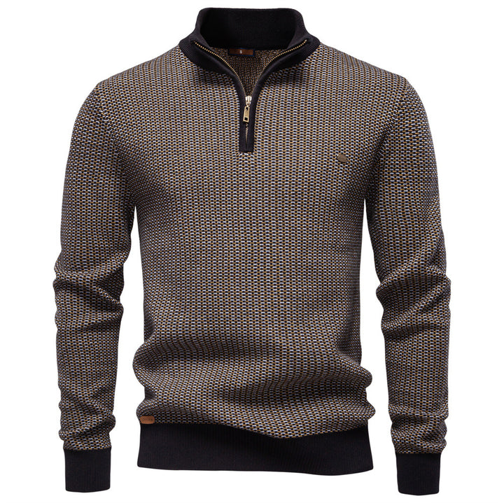 Herren Strickpullover mit modernem Zipper und strukturiertem Design Aliams