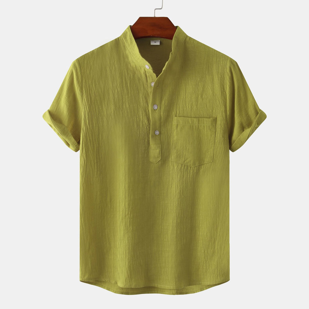 Herren Kurzarmhemd im legeren Henley-Stil mit Brusttasche Aliams