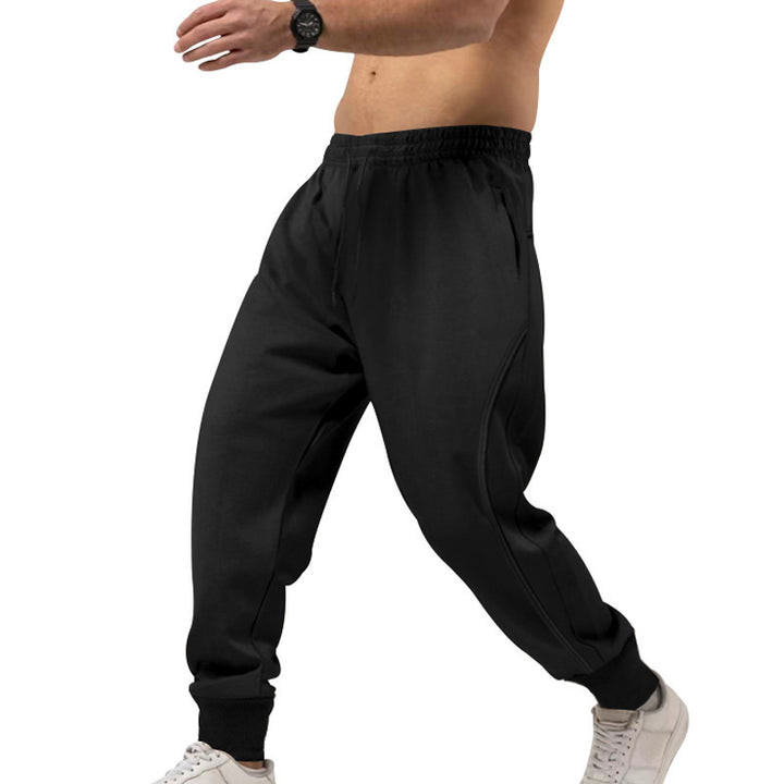 Herren sportliche Sweatpants mit seitlichen Reißverschlusstaschen und elastischem Bund Aliams