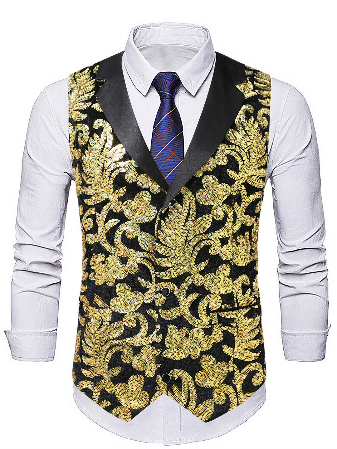 Herren schimmernde festliche Weste mit floralen Mustern Aliams