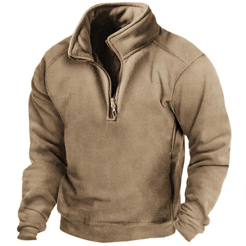 Herren Fleece-Pullover mit hohem Kragen und praktischen Reißverschluss Aliams
