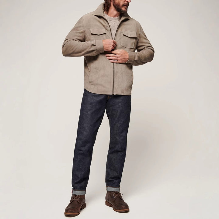 Herren elegante Wildlederjacke mit praktischen Brusttaschen Aliams