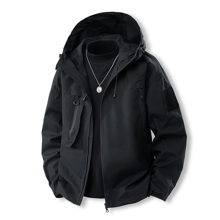 Herren wasserfeste Multifunktionsjacke mit Kapuze und praktischen Taschen Aliams