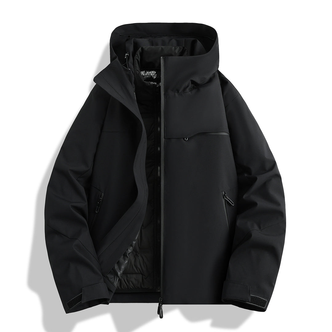 Herren hochwertige wasserfeste Outdoor-Jacke mit verstellbarer Kapuze und isolierendem Innenfutter Aliams
