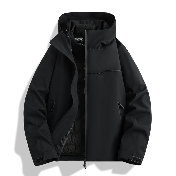 Herren hochwertige wasserfeste Outdoor-Jacke mit verstellbarer Kapuze und isolierendem Innenfutter Aliams