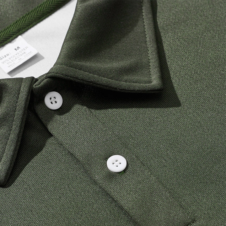 Herren sportlicher Langarm-Polo mit modernem Design und Kontrastärmel Aliams