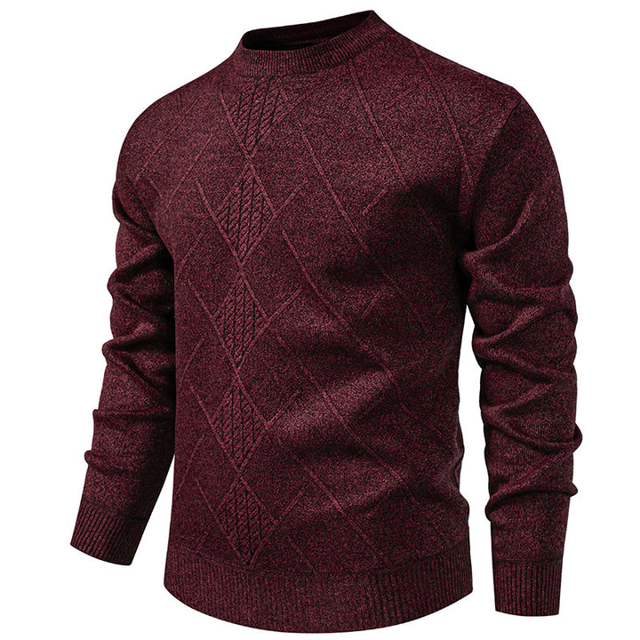 Herren Feiner Strickpullover mit strukturiertem Zopfmuster und Rundhalsausschnitt Aliams