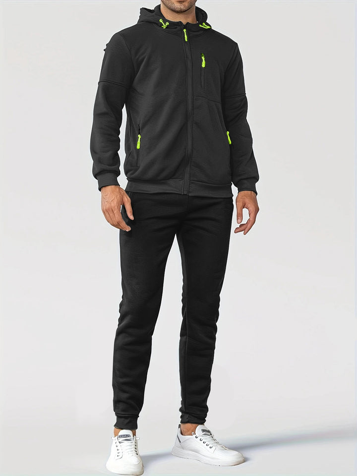 Herren Sportliches Sweatjacken- und Jogginghosen-Set mit funktionalen Taschen Aliams