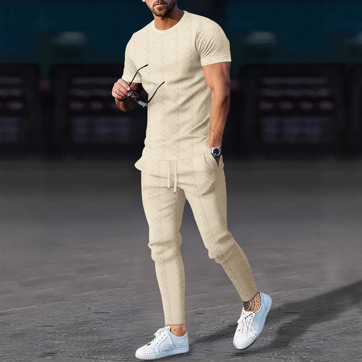 Herren stilvolles Freizeit-Set mit strukturierter Textur Aliams