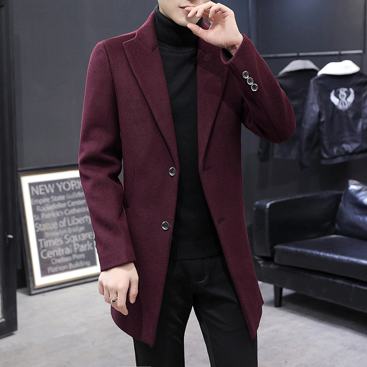 Herren eleganter Wollmantel mit modernem Schnitt und praktischen Taschen Aliams