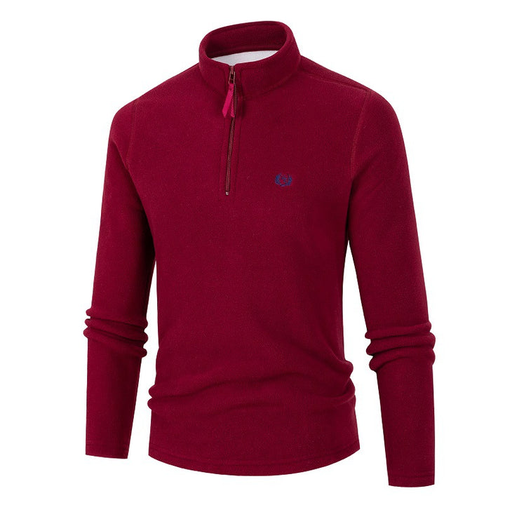 Herren Fleece Pullover mit Stehkragen und Reißverschluss Aliams