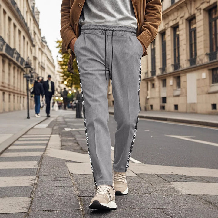 Herren stylische Jogginghose mit seitlichem Grafikdesign und elastischem Bund Aliams