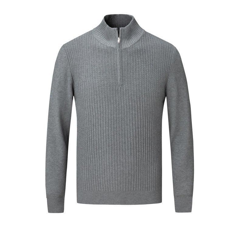 Herren Strickpullover mit modernem Stehkragen und feinem Rippdesign Aliams