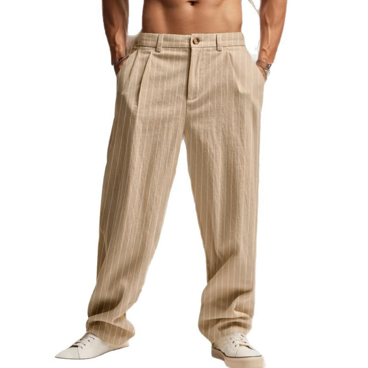 Herren Elegante gestreifte Freizeithose mit entspanntem Schnitt und praktischen Taschen Aliams