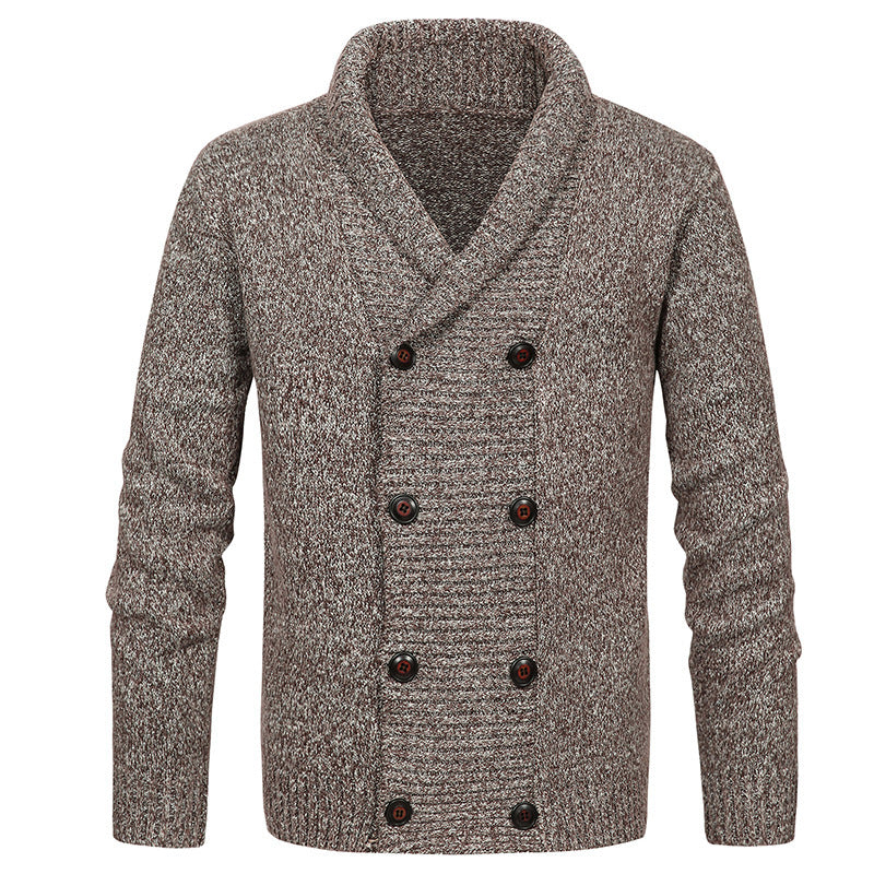 Herren hochwertige Strickjacke mit großem Revers und Knopfdetail Aliams
