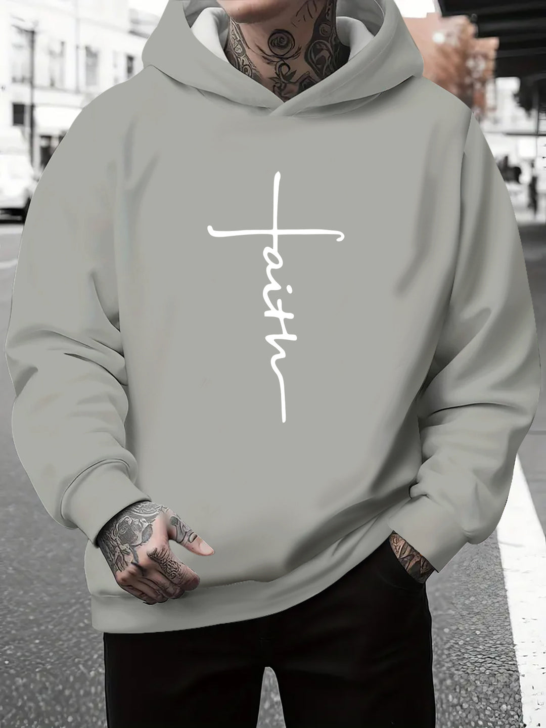 Herren Kapuzenpullover mit subtiler Farbverlauf-Optik und inspirierendem Schriftzug Aliams