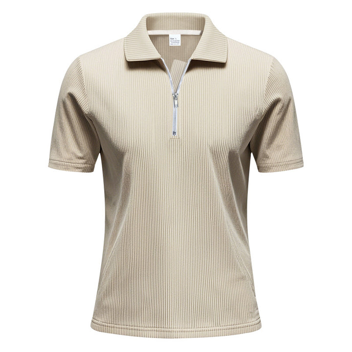 Herren Kurzarm Poloshirt mit Reißverschluss und strukturiertem Design Aliams