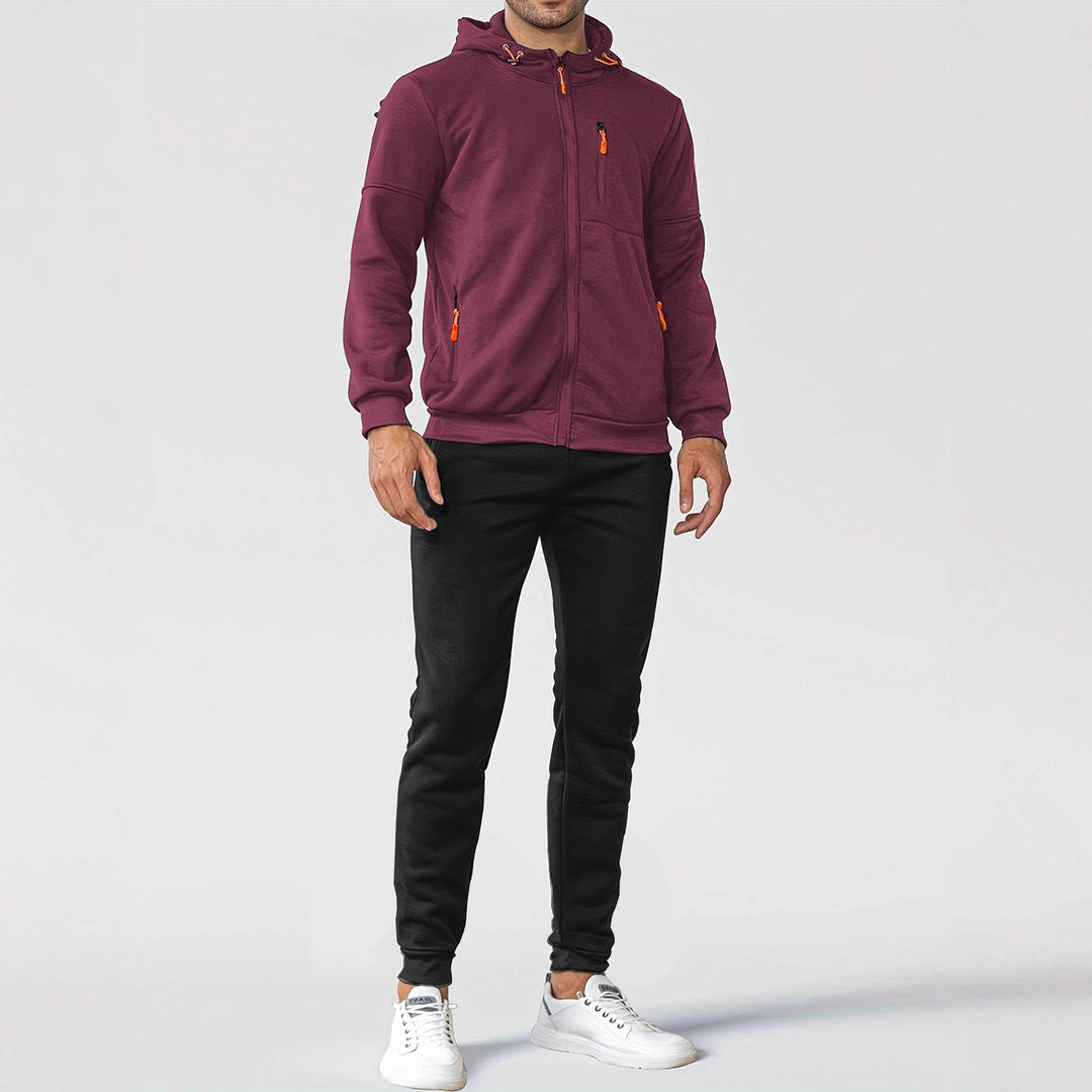 Herren Sportliches Sweatjacken- und Jogginghosen-Set mit funktionalen Taschen Aliams