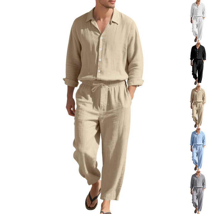 Herren Casual Freizeitanzug mit Oberteil und elastischer Hose Aliams