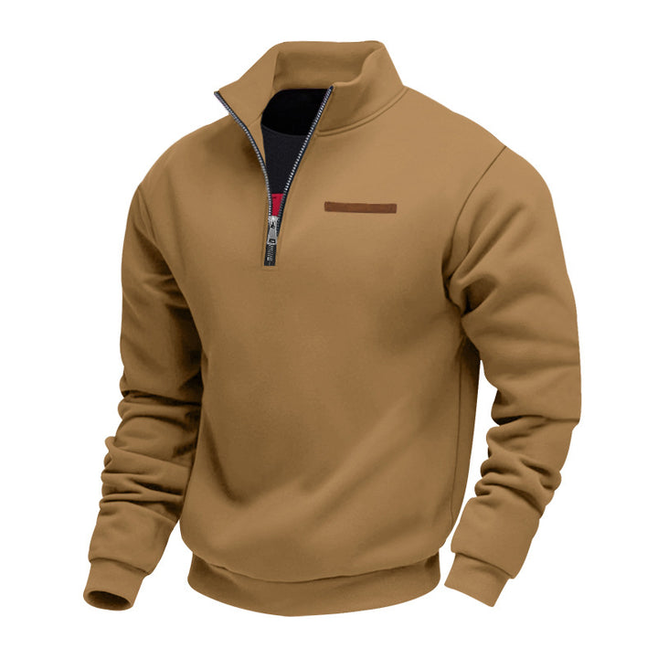 Herren warmer Stehkragenpullover mit halbem Reißverschluss Aliams