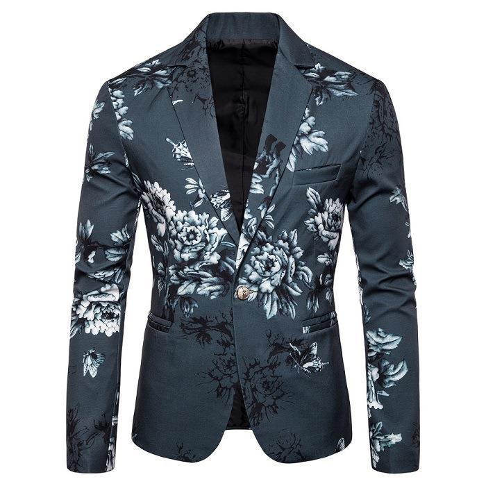 Herren eleganter Blazer mit floralen Muster Aliams