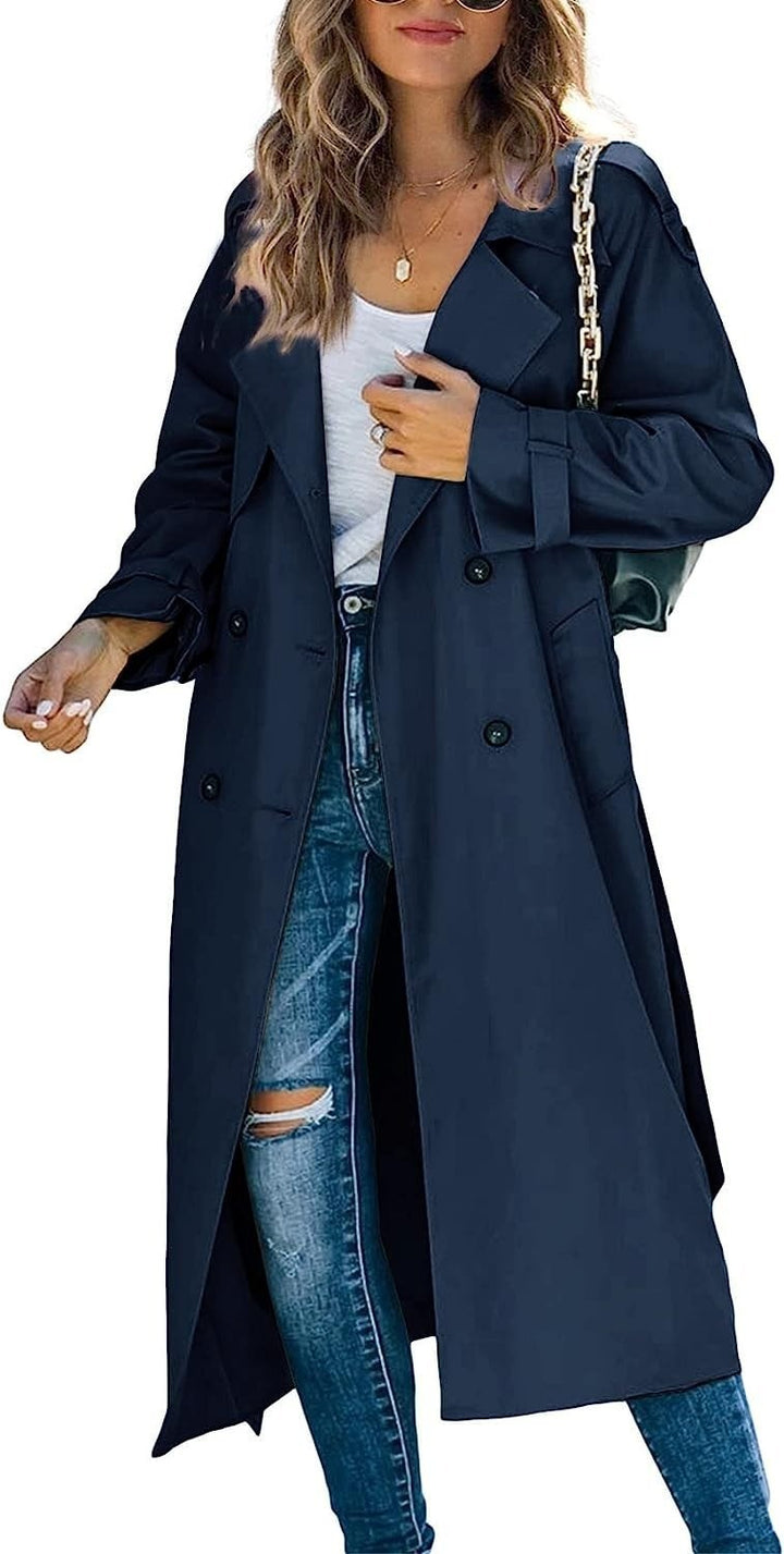 Damen Eleganter Trenchcoat im Oversize-Stil mit Taillengürtel Aliams