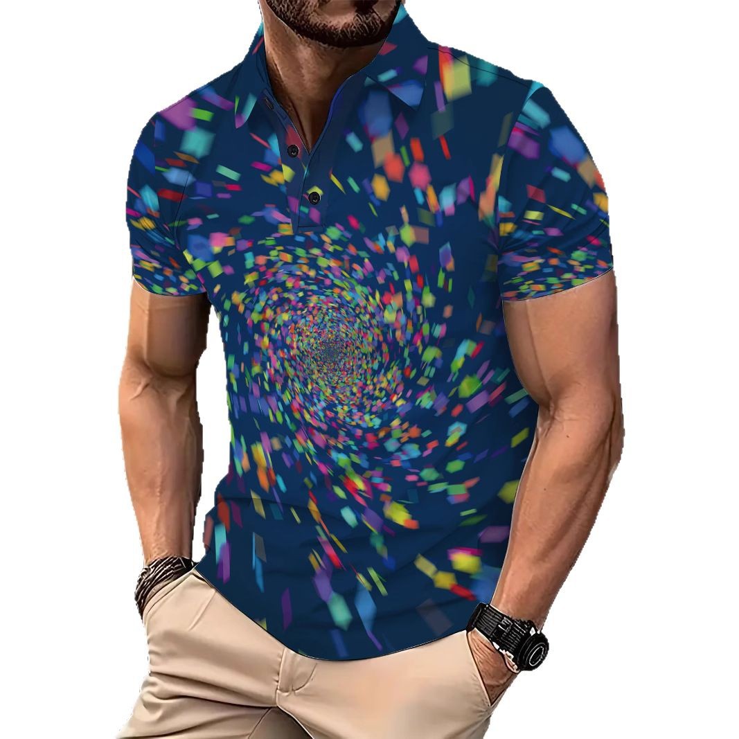 Herren Poloshirt mit spiralartigem Grafikdesign Aliams