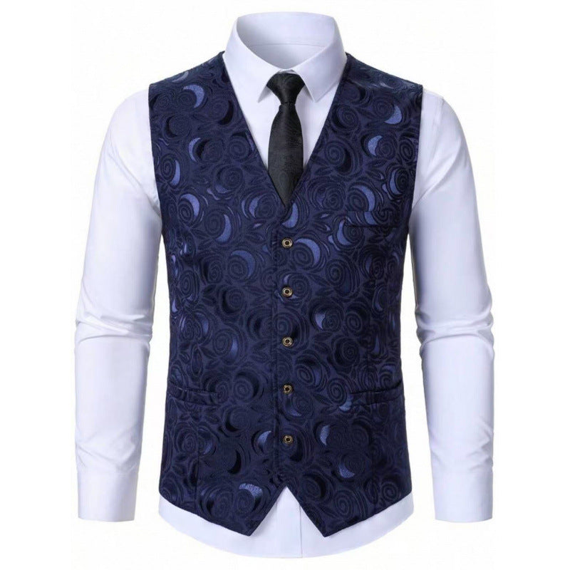 Herren elegante Weste mit floralem Jacquard-Muster Aliams