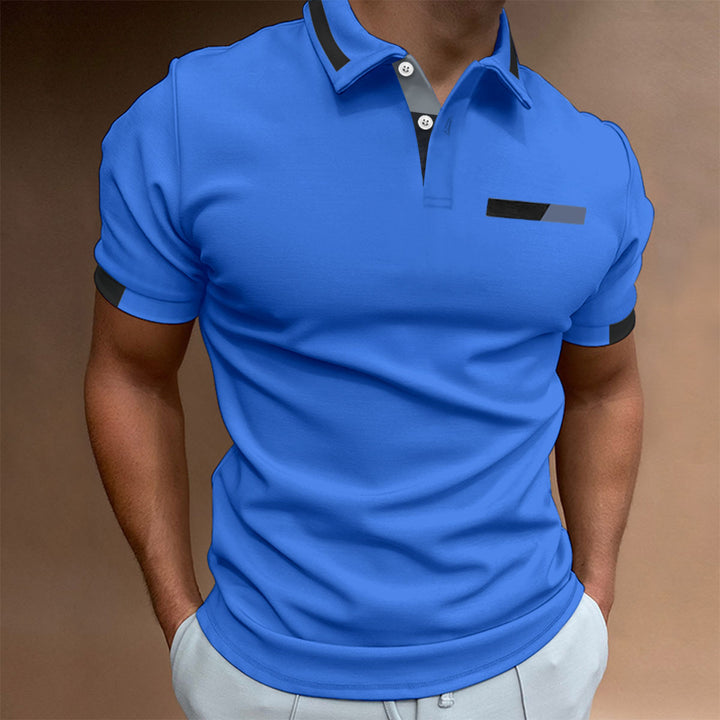Herren elegantes Kurzarm-Polohemd mit Kontrastdetails Aliams