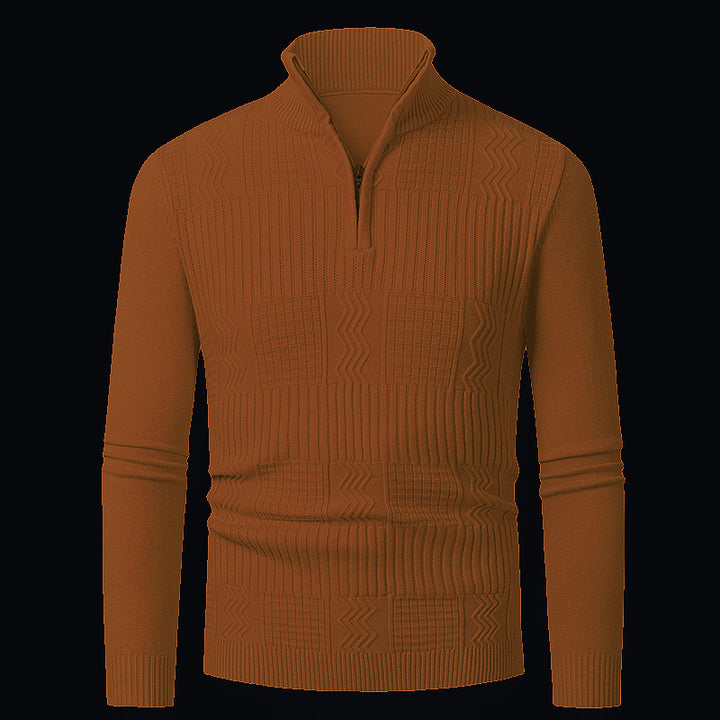 Herren Strickpullover mit modernem Reißverschluss und strukturierter Oberfläche Aliams