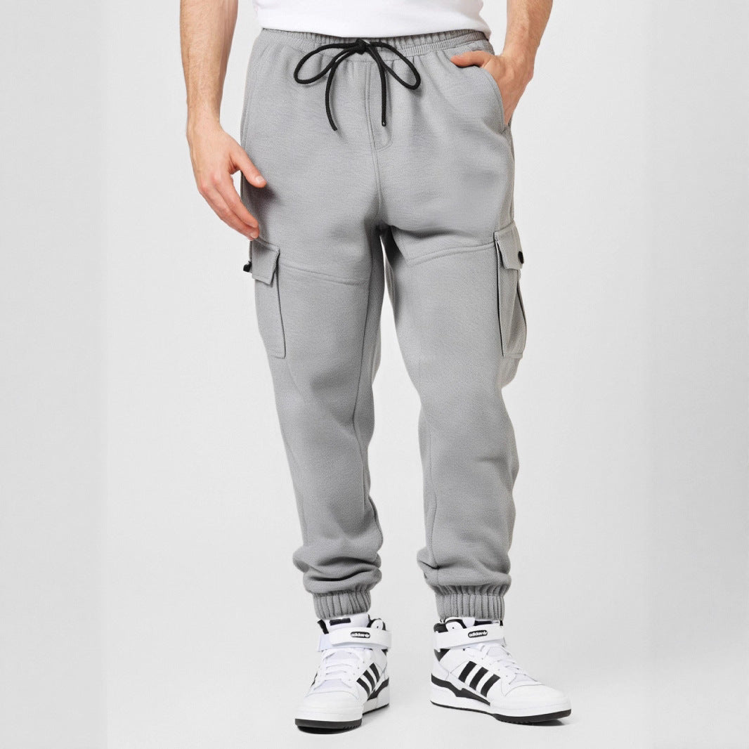 Herren Sportliche Cargo-Jogginghose mit Taschen und elastischem Bund Aliams