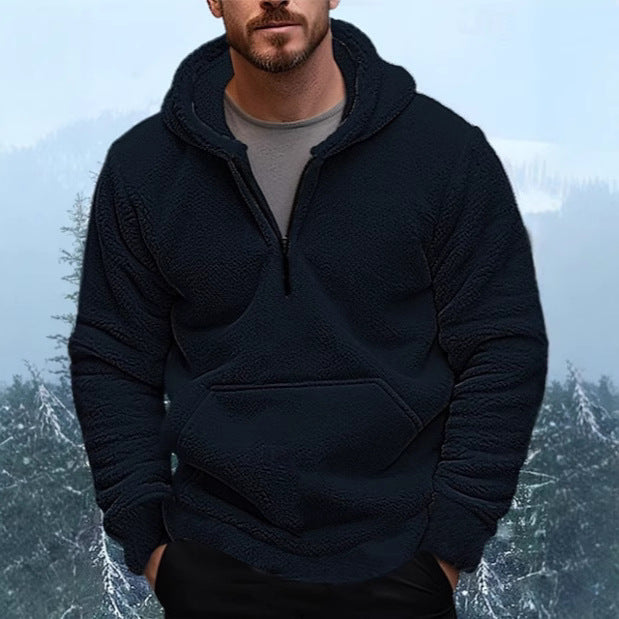 Herren Fleece Kapuzenpullover mit praktischer Kängurutasche Aliams