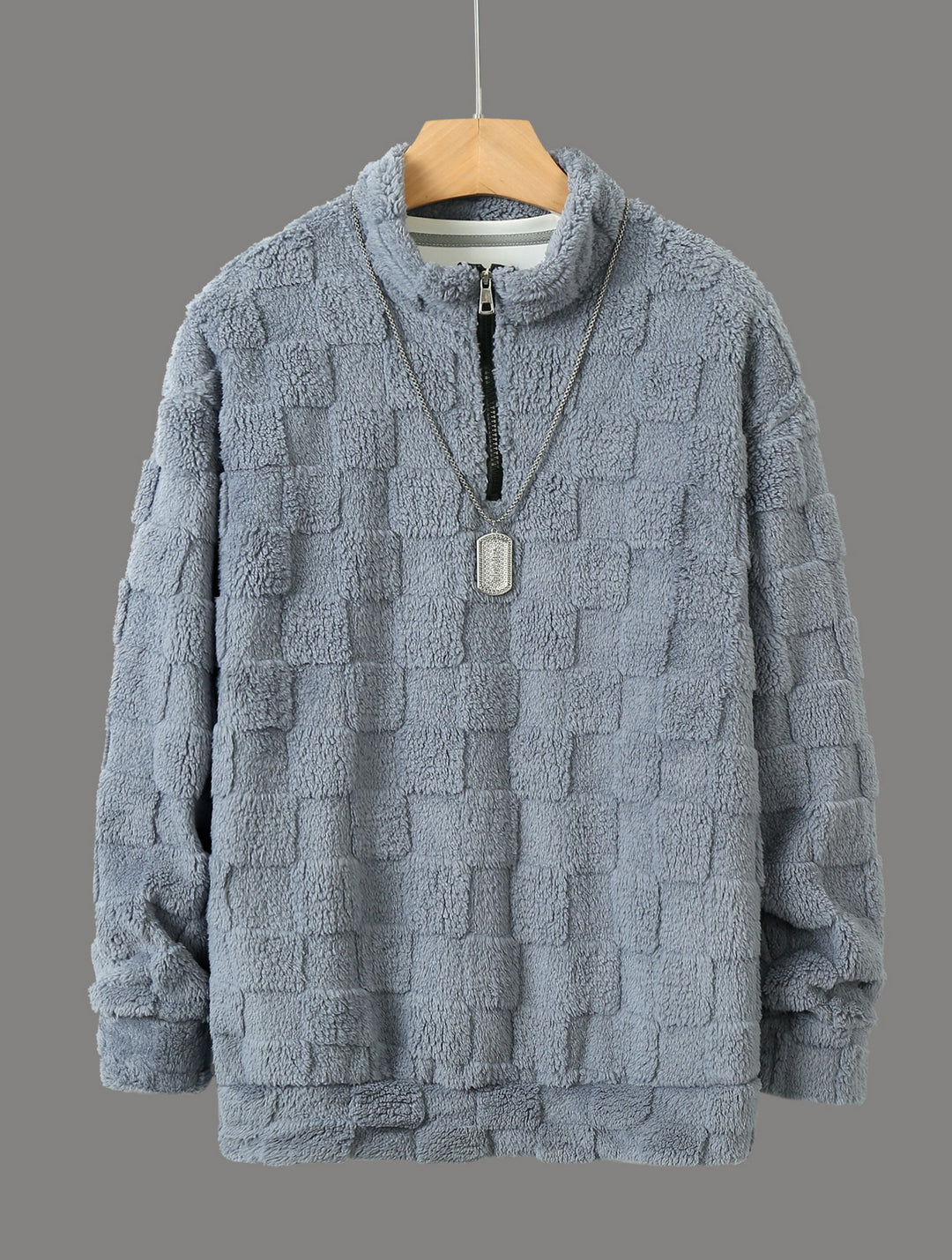 Herren Fleece-Pullover mit Reißverschluss und strukturiertem Design Aliams