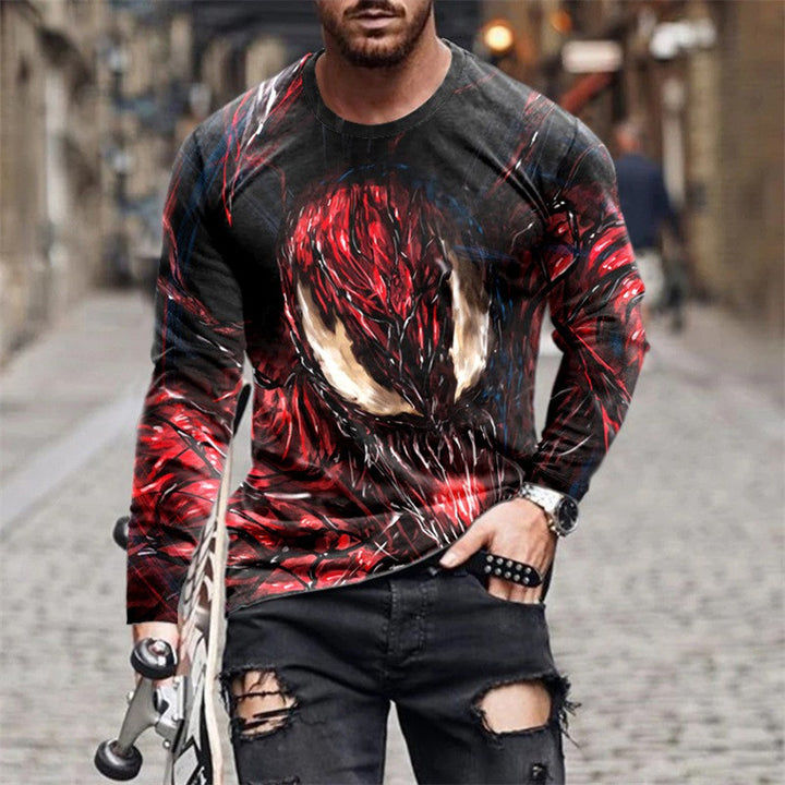 Herren Langarm T-Shirt mit künstlerischem Venom-Design Aliams