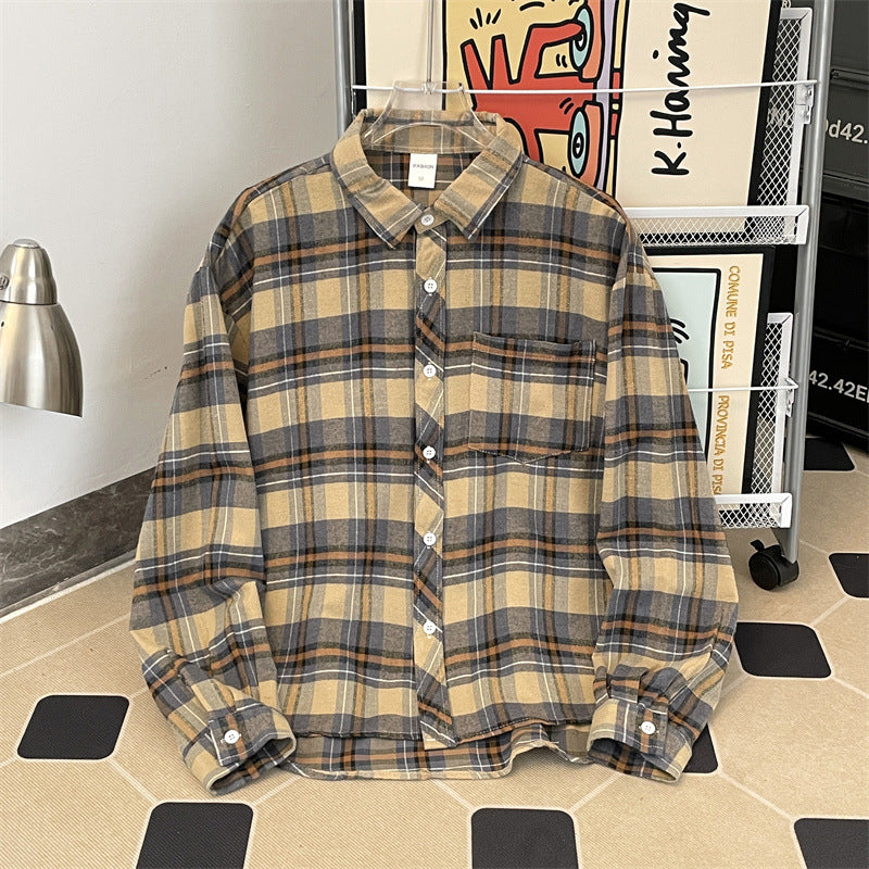 Herren kariertes Hemd mit bequemer Passform und Brusttasche Aliams