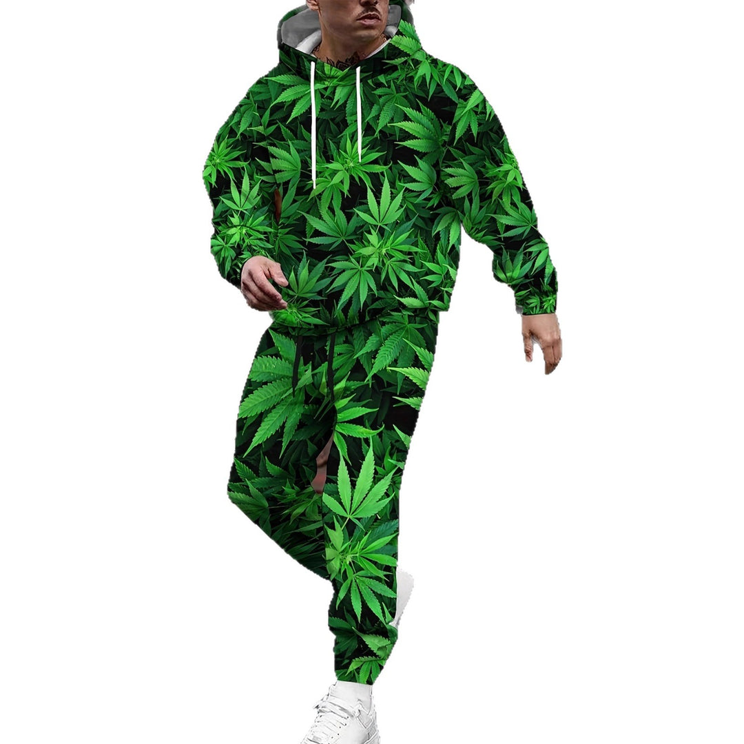 Herren Hoodie und Jogginghose im Comic-Stil mit buntem Druck Aliams