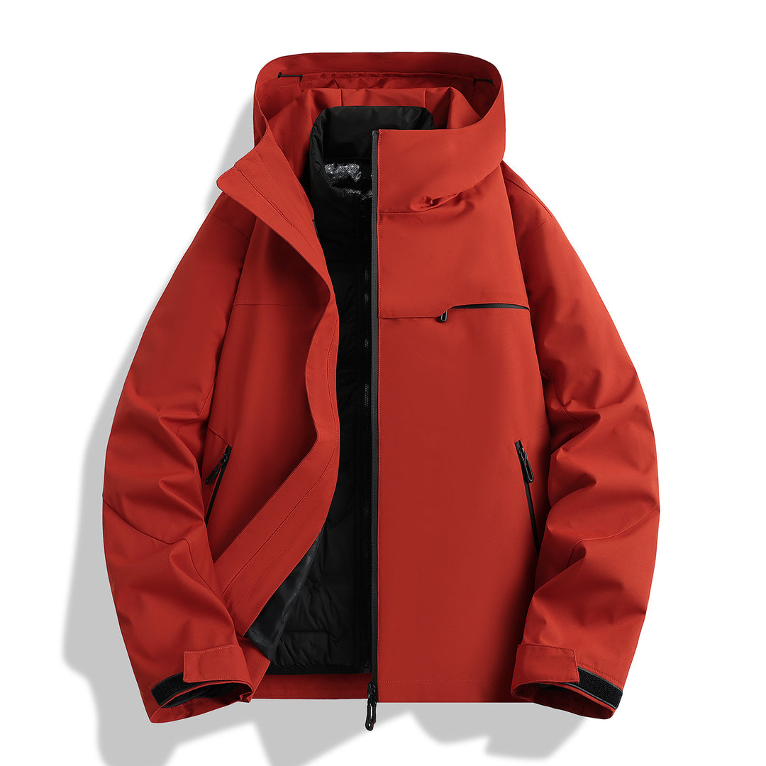 Herren hochwertige wasserfeste Outdoor-Jacke mit verstellbarer Kapuze und isolierendem Innenfutter Aliams