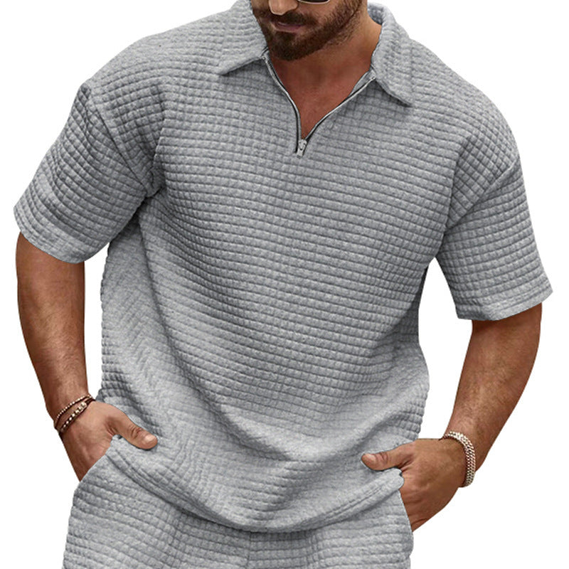 Herren Kurzarm-Henley-T-Shirt mit strukturiertem Design und modischem Kragen Aliams