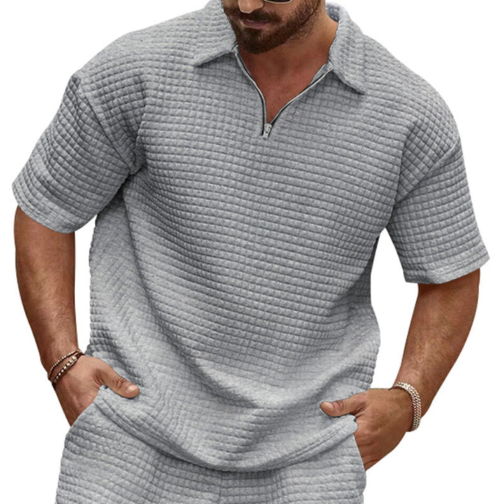 Herren Kurzarm-Henley-T-Shirt mit strukturiertem Design und modischem Kragen Aliams