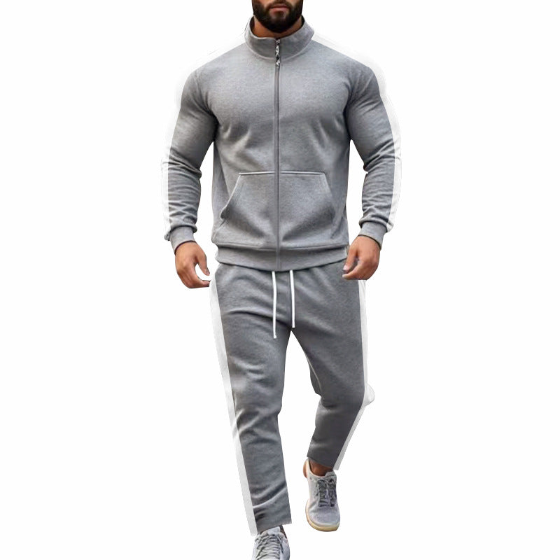 Herren sportliches Trainingsanzug mit weichem Fleece und Kontraststreifen Aliams