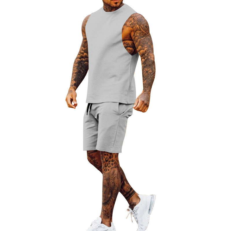 Herren sportliches Tanktop und Shorts-Set mit elastischem Bund Aliams