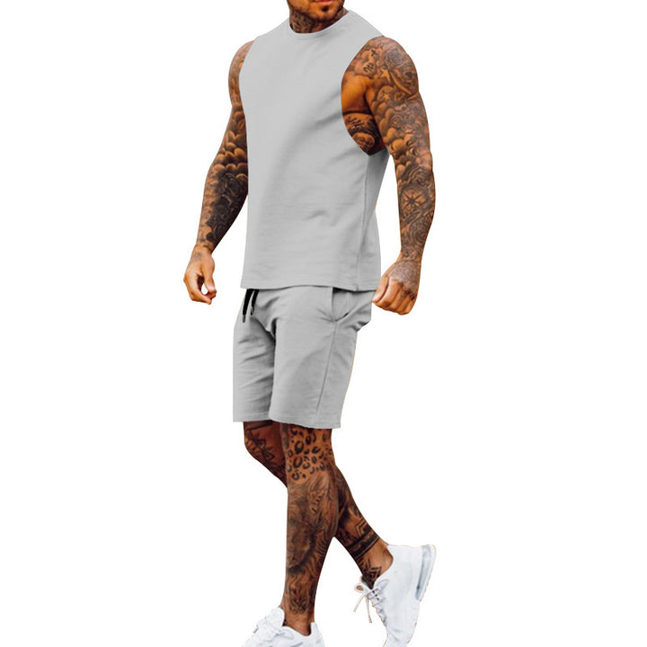 Herren sportliches Tanktop und Shorts-Set mit elastischem Bund Aliams