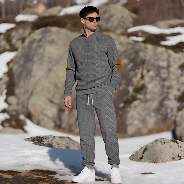 Herren Bequemer Strickpullover mit Stehkragen und modischen Knöpfen Aliams