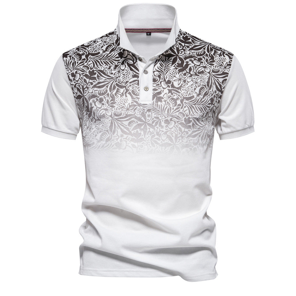 Herren Kurzarm Poloshirt mit floralen Mustern und modernen Designelementen Aliams