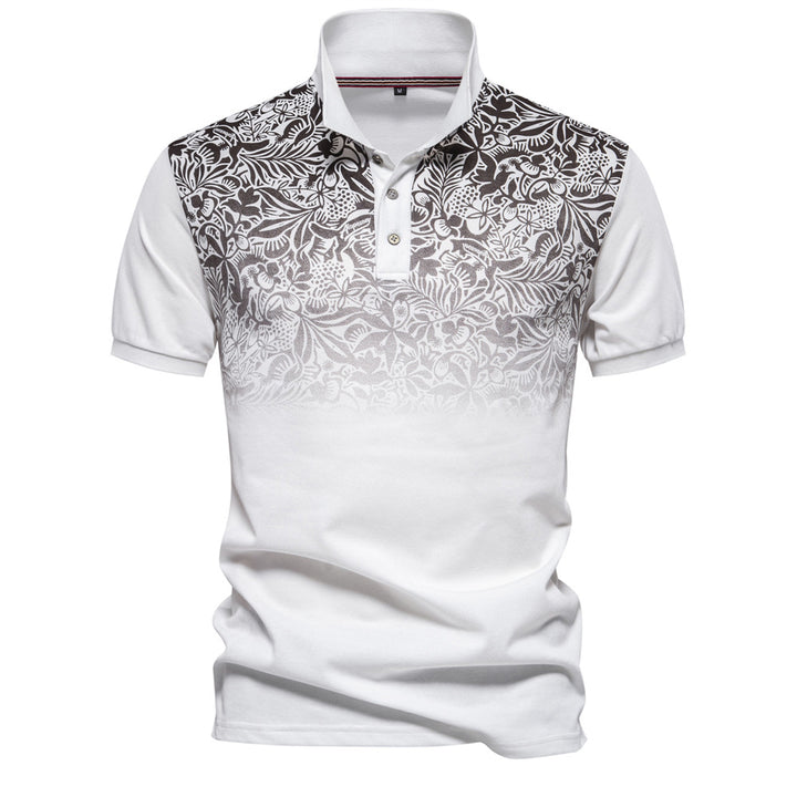 Herren Kurzarm Poloshirt mit floralen Mustern und modernen Designelementen Aliams